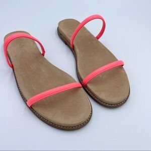 Madewell Bare Slide Sandals Electric Pink In Leather